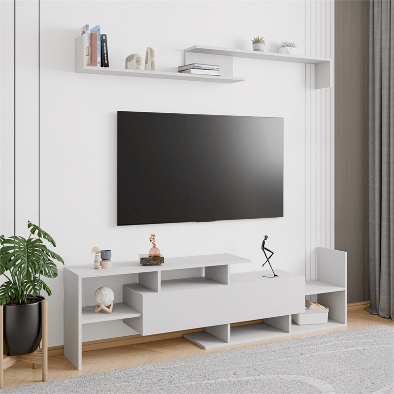 LeisureMod Surrey Mid-Century Wood TV Stand for TVs up to 62