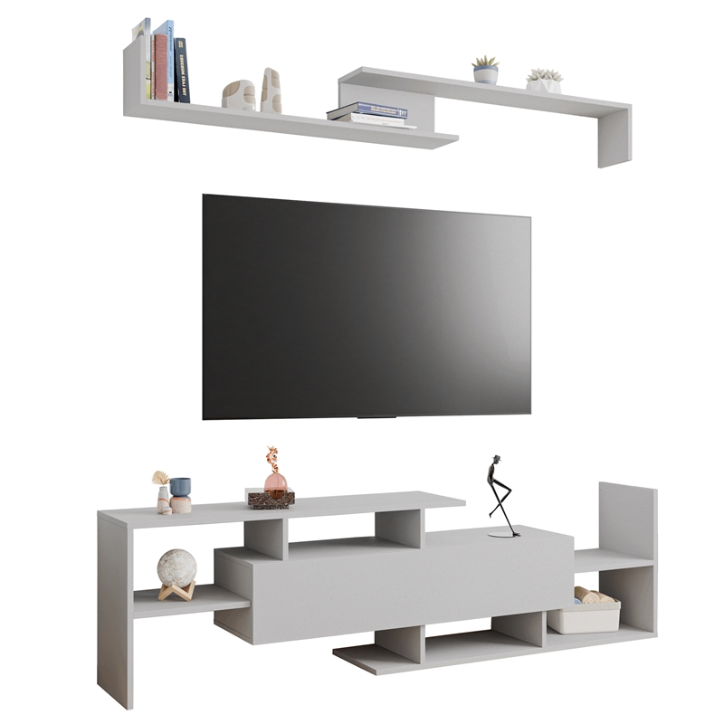 LeisureMod Surrey Mid-Century Wood TV Stand for TVs up to 62