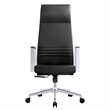 LeisureMod Aleen High-Back Faux Leather & Iron Swivel Office Chair in Black