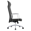 LeisureMod Aleen High-Back Faux Leather & Iron Swivel Office Chair in Black