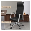 LeisureMod Aleen High-Back Faux Leather & Iron Swivel Office Chair in Black