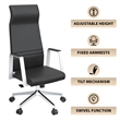 LeisureMod Aleen High-Back Faux Leather & Iron Swivel Office Chair in Black