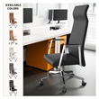 LeisureMod Aleen High-Back Faux Leather & Iron Swivel Office Chair in Black
