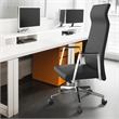 LeisureMod Aleen High-Back Faux Leather & Iron Swivel Office Chair in Black