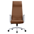 LeisureMod Aleen High-Back Faux Leather Swivel Office Chair in Dark Brown