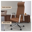 LeisureMod Aleen High-Back Faux Leather Swivel Office Chair in Dark Brown
