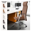 LeisureMod Aleen High-Back Faux Leather Swivel Office Chair in Dark Brown