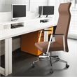 LeisureMod Aleen High-Back Faux Leather Swivel Office Chair in Dark Brown