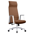 LeisureMod Aleen High-Back Faux Leather Swivel Office Chair in Dark Brown