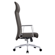 LeisureMod Aleen High-Back Faux Leather & Iron Swivel Office Chair in Gray
