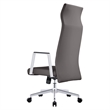 LeisureMod Aleen High-Back Faux Leather & Iron Swivel Office Chair in Gray