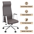 LeisureMod Aleen High-Back Faux Leather & Iron Swivel Office Chair in Gray
