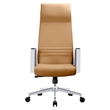 LeisureMod Aleen High-Back Faux Leather/Iron Swivel Office Chair in Acorn Brown
