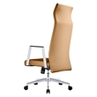 LeisureMod Aleen High-Back Faux Leather/Iron Swivel Office Chair in Acorn Brown