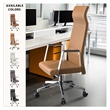 LeisureMod Aleen High-Back Faux Leather/Iron Swivel Office Chair in Acorn Brown