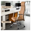 LeisureMod Aleen High-Back Faux Leather/Iron Swivel Office Chair in Acorn Brown