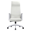 LeisureMod Aleen High-Back Faux Leather & Iron Swivel Office Chair in White