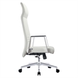 LeisureMod Aleen High-Back Faux Leather & Iron Swivel Office Chair in White
