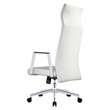 LeisureMod Aleen High-Back Faux Leather & Iron Swivel Office Chair in White