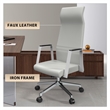 LeisureMod Aleen High-Back Faux Leather & Iron Swivel Office Chair in White