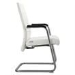 LeisureMod Aleen Leather & Metal Office Chair with Fixed Armrest in White