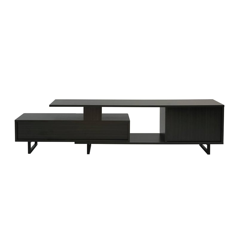 LeisureMod Avery Modern TV Stand with MDF Cabinet and Steel Legs Phantom Grey