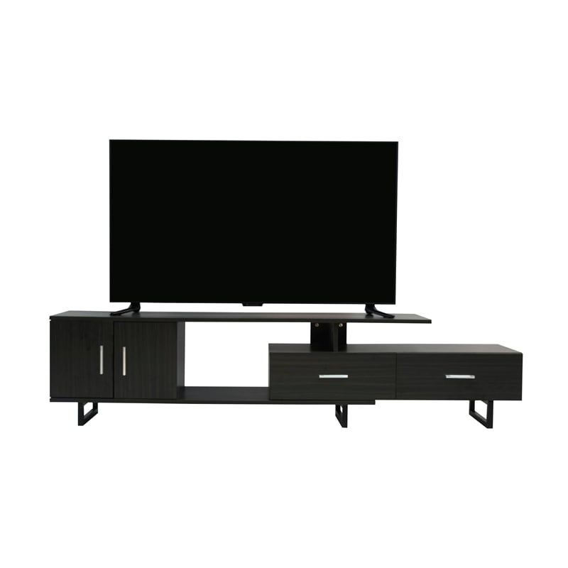 LeisureMod Avery Modern TV Stand with MDF Cabinet and Steel Legs Phantom Grey