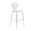 LeisureMod Oyster Plastic Barstool with Steel Frame Set of 2 Clear
