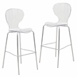LeisureMod Oyster Plastic Barstool with Steel Frame Set of 2 Clear