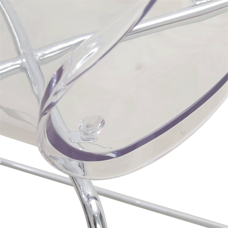 LeisureMod Oyster Plastic Barstool with Steel Frame Set of 2 Clear