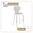 LeisureMod Oyster Plastic Barstool with Steel Frame Set of 2 Smoke