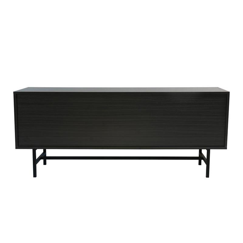 LeisureMod Rochester TV Stand with MDF Cabinet and Iron Legs in Phantom Gray
