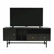 LeisureMod Rochester TV Stand with MDF Cabinet and Iron Legs in Phantom Gray