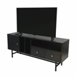 LeisureMod Rochester TV Stand with MDF Cabinet and Iron Legs in Phantom Gray