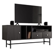 LeisureMod Rochester TV Stand with MDF Cabinet and Iron Legs in Phantom Gray