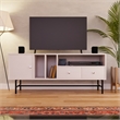 LeisureMod Rochester TV Stand with MDF Cabinet and Iron Legs White