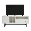 LeisureMod Rochester TV Stand with MDF Cabinet and Iron Legs White