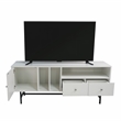 LeisureMod Rochester TV Stand with MDF Cabinet and Iron Legs White