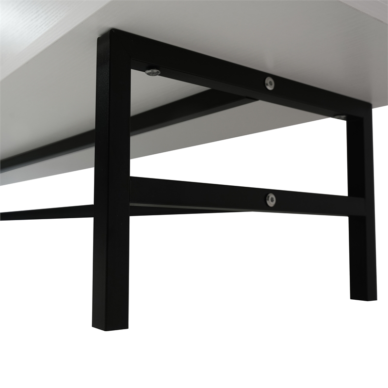 LeisureMod Rochester TV Stand with MDF Cabinet and Iron Legs White