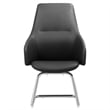 LeisureMod Celeste Faux Leather Conference Office Chair with Armrest Black