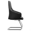 LeisureMod Celeste Faux Leather Conference Office Chair with Armrest Black