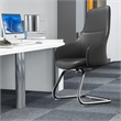 LeisureMod Celeste Faux Leather Conference Office Chair with Armrest Black