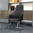 LeisureMod Celeste Faux Leather Conference Office Chair with Armrest Black