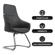 LeisureMod Celeste Faux Leather Conference Office Chair with Armrest Black