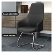 LeisureMod Celeste Faux Leather Conference Office Chair with Armrest Black