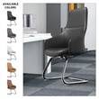 LeisureMod Celeste Faux Leather Conference Office Chair with Armrest Black