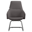LeisureMod Celeste Faux Leather Conference Office Chair with Armrest Gray