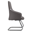 LeisureMod Celeste Faux Leather Conference Office Chair with Armrest Gray