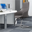 LeisureMod Celeste Faux Leather Conference Office Chair with Armrest Gray