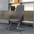 LeisureMod Celeste Faux Leather Conference Office Chair with Armrest Gray